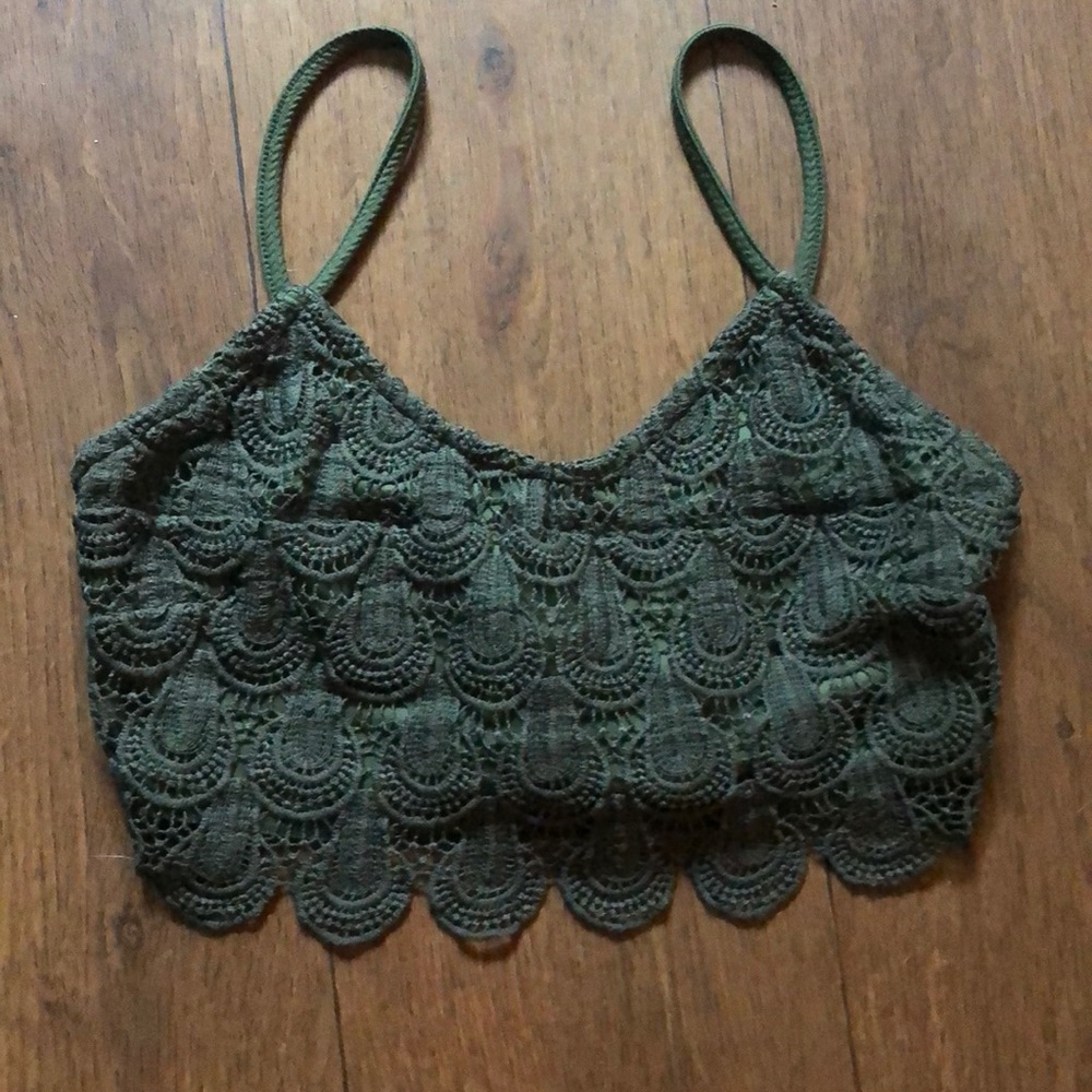 Beautiful green crop top with lace